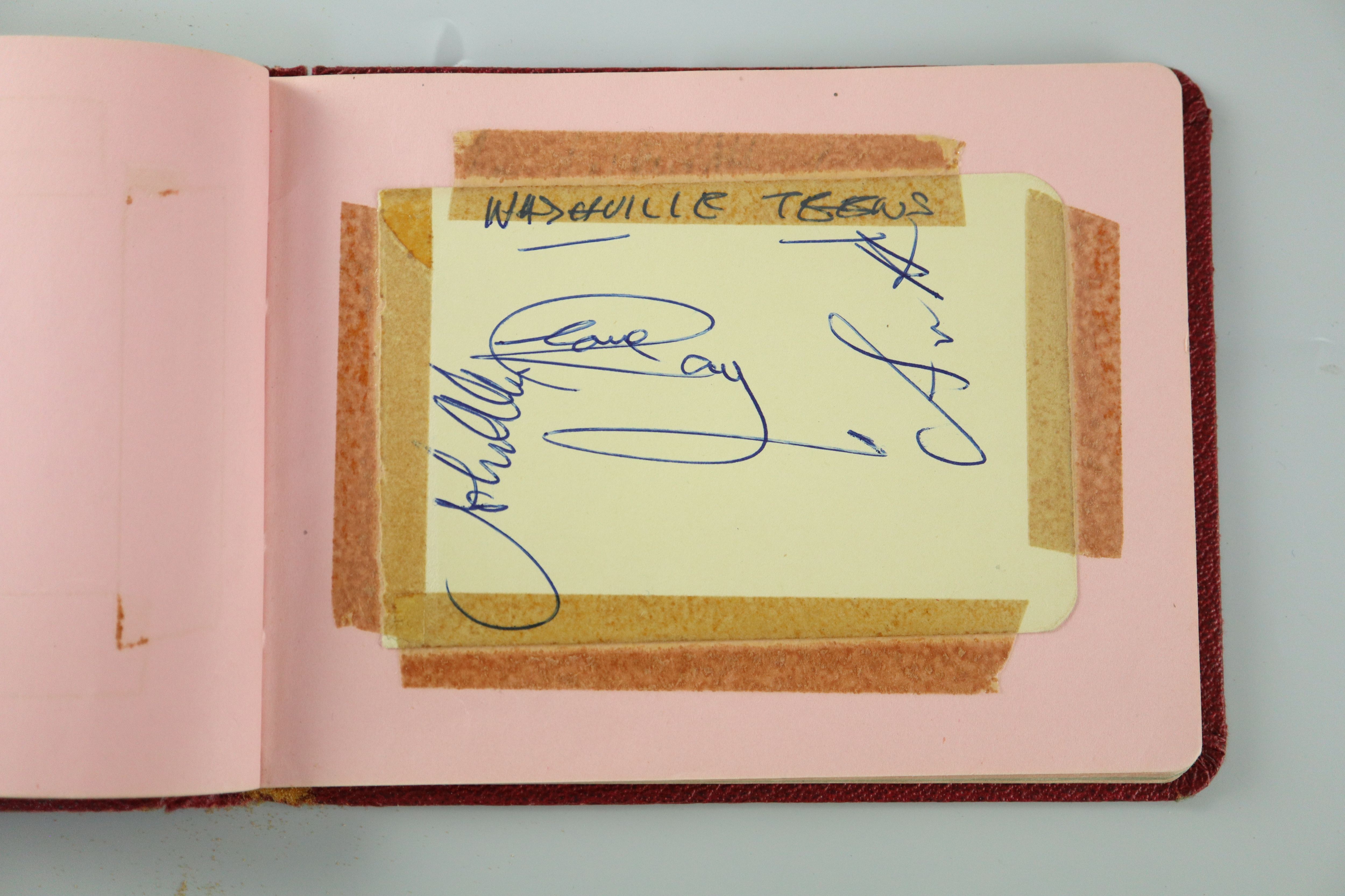 A 1960s album of rock and pop musicians autographs, signed by The Who, The Hollies etc. 2.5 x 16.5cm